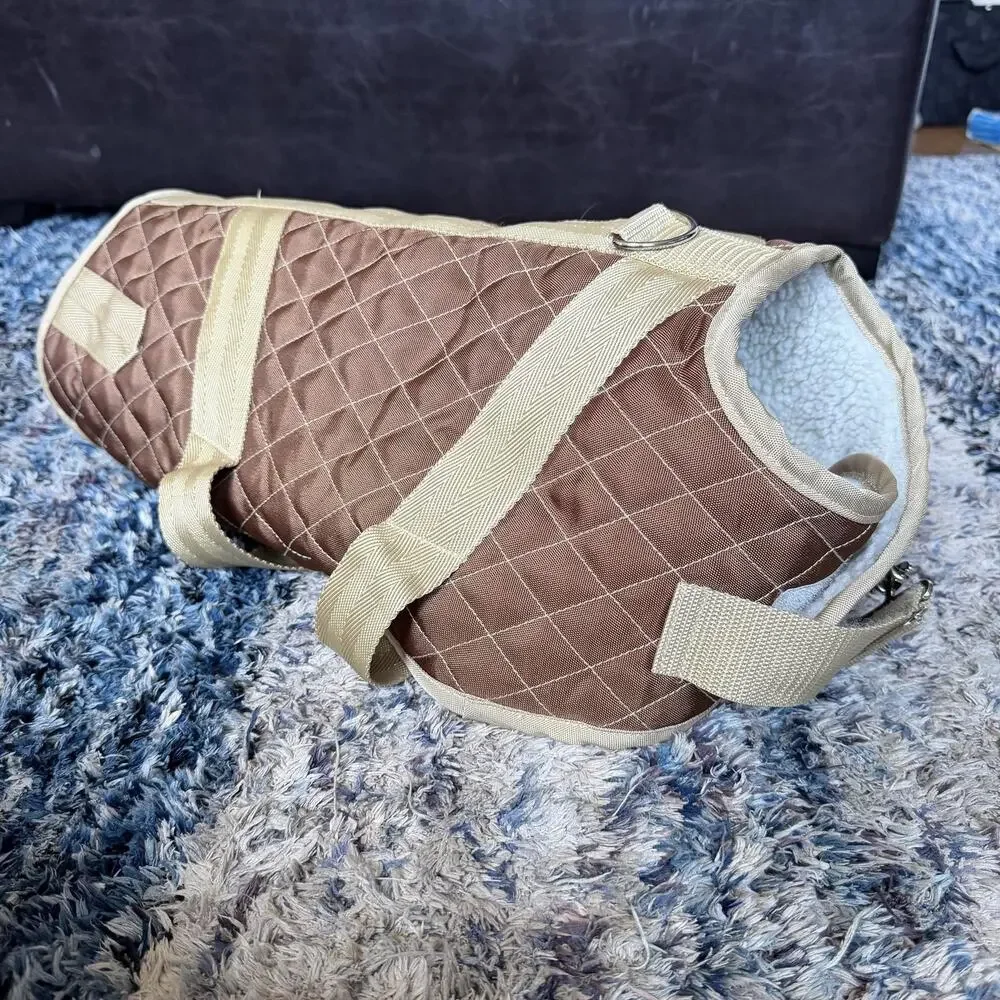 Canine Styles Dog Winter Coat Size 16 Brown Quilted Fleece Warm Harness